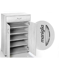 Mobile Scarpiera Armadio 2 Ante Cassetto 5 Ripiani Legno Bianco 95x63x33cm 770937         