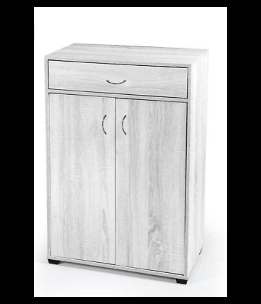 Mobile Scarpiera Armadio 2 Ante Cassetto 5 Ripiani Legno Bianco 95x63x33cm 770937         