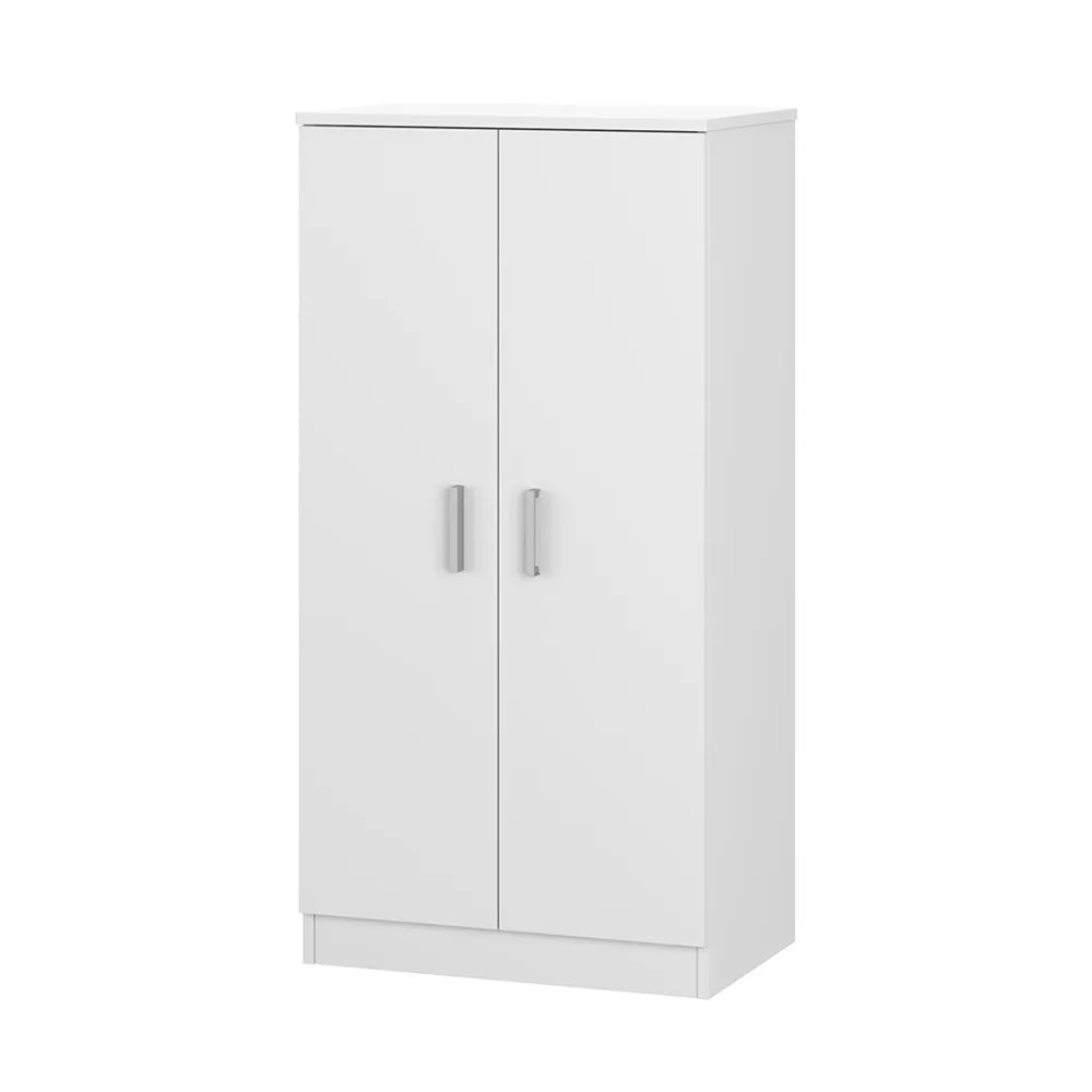 Mobile scarpiera H 108 cm  bianco in legno con 2 ante e 6 ripiani