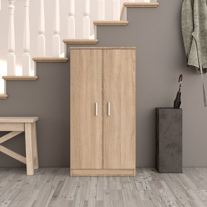 Mobile scarpiera H 108 rovere canadese in legno con 2 ante e 6 ripiani