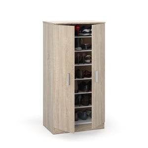 Mobile scarpiera H 108 rovere canadese in legno con 2 ante e 6 ripiani