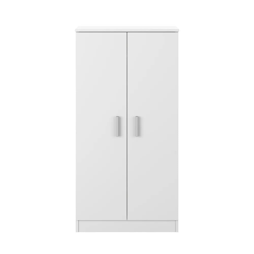 Mobile scarpiera H 180 cm in legno bianco con ante e ripiani regolabili