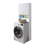 Mobile sopra lavatrice bianco e rovere con ripiani regolabili Brillo