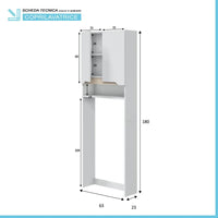 Mobile sopra lavatrice bianco e rovere con ripiani regolabili Brillo