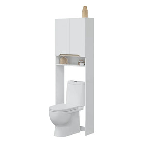 Mobile sopra lavatrice bianco e rovere con ripiani regolabili Brillo