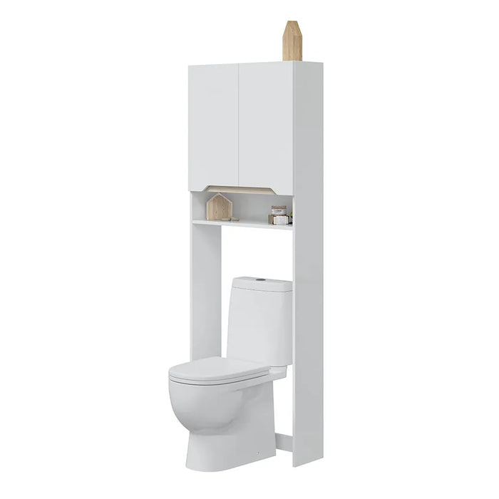 Mobile sopra lavatrice bianco e rovere con ripiani regolabili Brillo