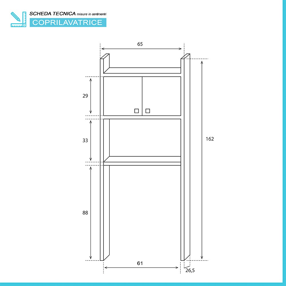 Mobile sopra lavatrice in pvc bianco in kit di montaggio