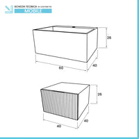 Mobile sospeso 100 cm cannettato bianco opaco lavabo in resina Tevere