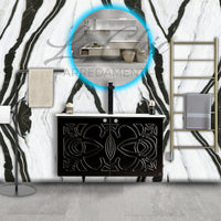 Mobile bagno nero sospeso stile Luxury con colonna - 120 cm, Vela