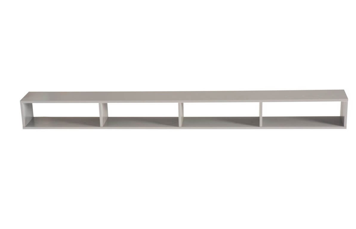 Mobile Bagno Sospeso 100cm Con Cassetto, Pensile a Giorno, Specchio e Lampada - Laccato Bianco Opaco + Pensile Grigio Chiaro