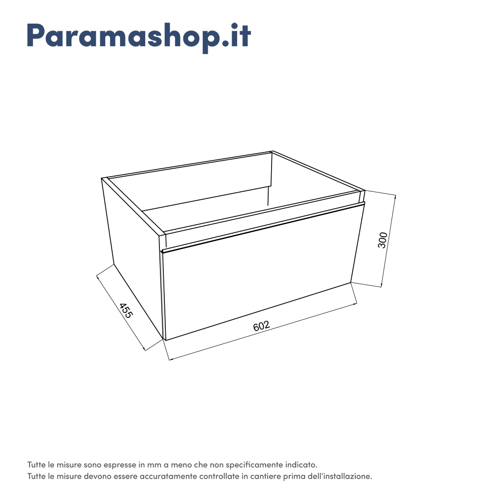 Mobile bagno sospeso 60 cm blu pastello con lavabo e cassettone bianco opaco | Darwin