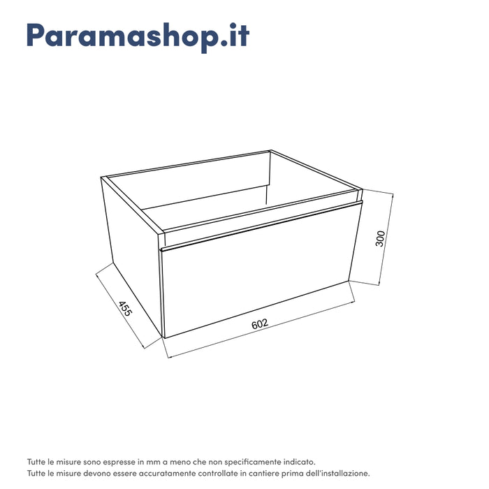 Mobile bagno sospeso 60 cm blu pastello con lavabo e cassettone bianco opaco | Darwin