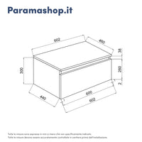 Mobile bagno sospeso 60 cm blu pastello con lavabo e cassettone bianco opaco | Darwin