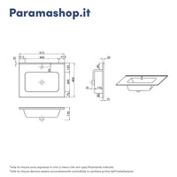 Mobile sospeso 60cm rovere scuro con due ante, vano a giorno e lavabo | Sauris