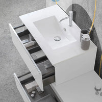 Mobile sospeso 80 cm bianco lucido con lavabo incasso e specchio Iside