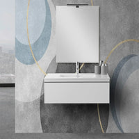 Mobile sospeso 80 cm bianco lucido con lavabo incasso e specchio Iside