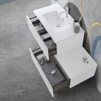 Mobile sospeso 80 cm bianco lucido doppia base lavabo e specchio Iside