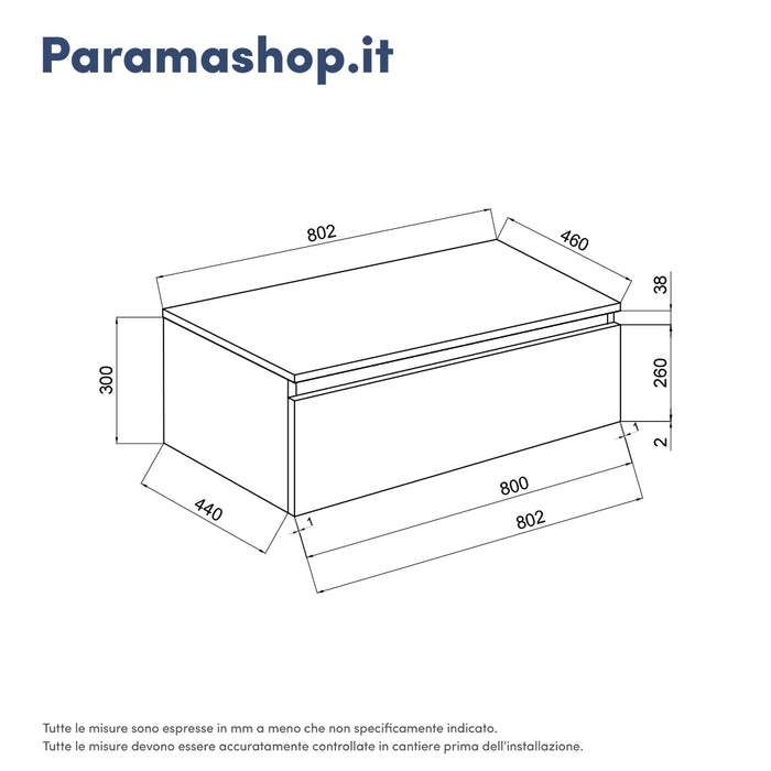 Mobile bagno sospeso 80 cm grigio perla opaco due cassettoni con lavabo | Darwin