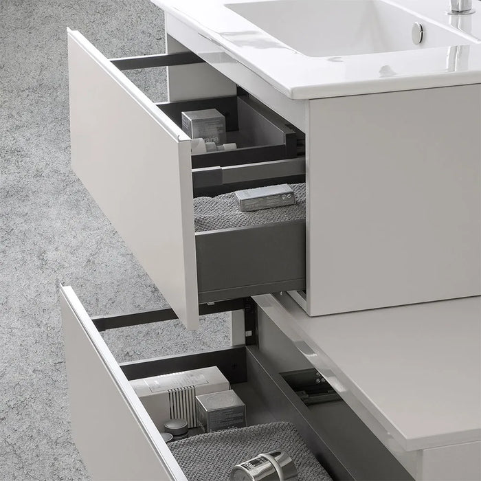 Mobile sospeso 80 cm grigio perla con lavabo incasso e specchio Iside