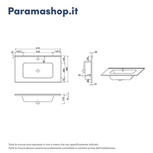 Mobile sospeso 80 cm rovere grigio con un cassetto, vano a giorno e lavabo | Sauris