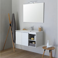 Mobile bagno sospeso 90cm bianco promenade con specchio alba 90