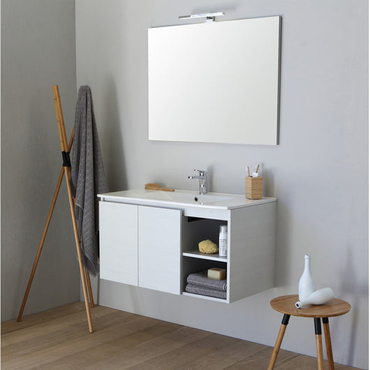 Mobile bagno sospeso 90cm bianco promenade con specchio alba 90