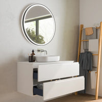 Mobile bagno sospeso 70 cm due cassetti bianco opaco con top | Ardenne
