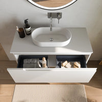 Mobile bagno sospeso 120 cm un cassetto bianco opaco con top | Ardenne