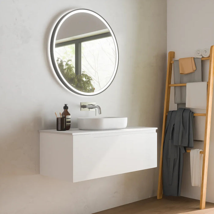 Mobile bagno sospeso 120 cm un cassetto bianco opaco con top | Ardenne