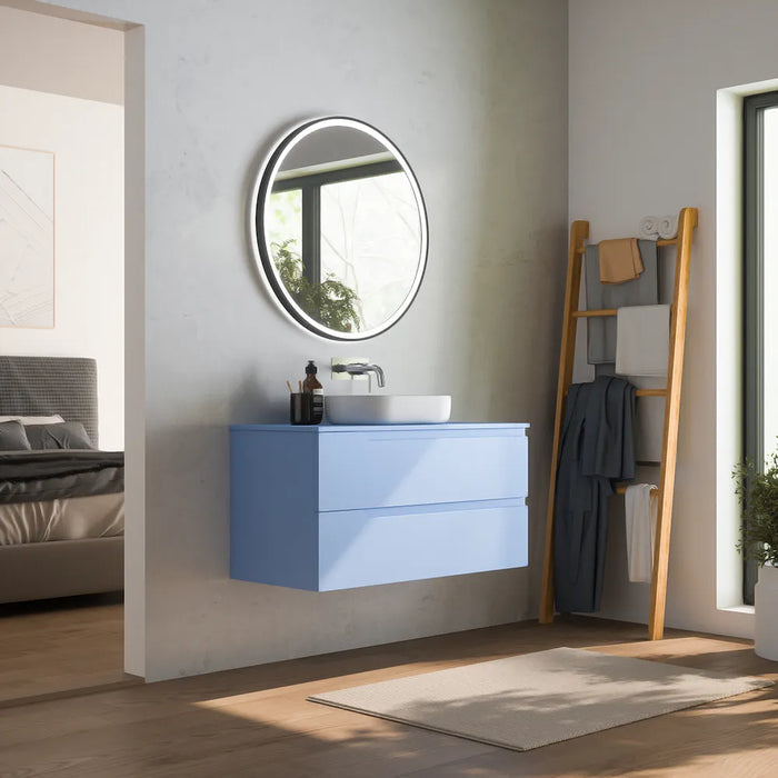 Mobile bagno sospeso 90 cm due cassetti carta da zucchero con top | Ardenne