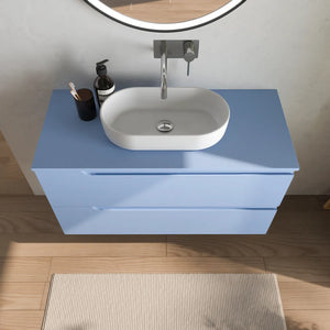 Mobile bagno sospeso 90 cm due cassetti carta da zucchero con top | Ardenne