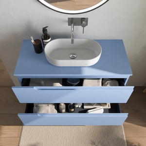 Mobile bagno sospeso 120 cm due cassetti carta da zucchero con top | Ardenne