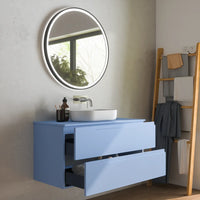 Mobile bagno sospeso 90 cm due cassetti carta da zucchero con top | Ardenne