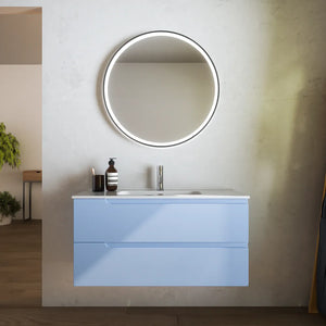 Mobile bagno sospeso 60 cm due cassetti carta da zucchero con lavabo | Ardenne