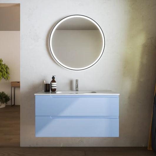Mobile bagno sospeso 60 cm due cassetti carta da zucchero con lavabo | Ardenne