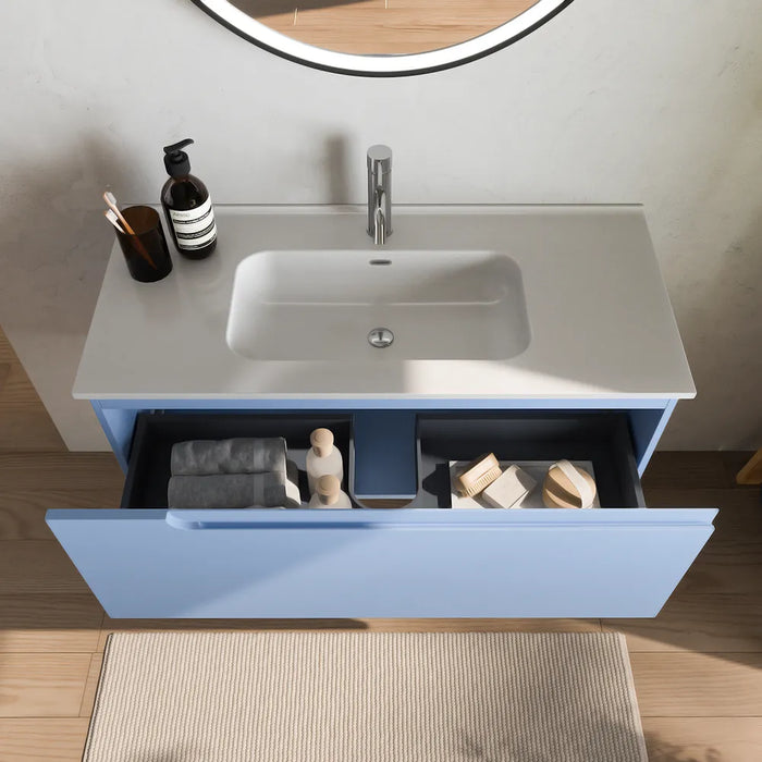 Mobile bagno sospeso 80cm un cassetto carta da zucchero con lavabo | Ardenne