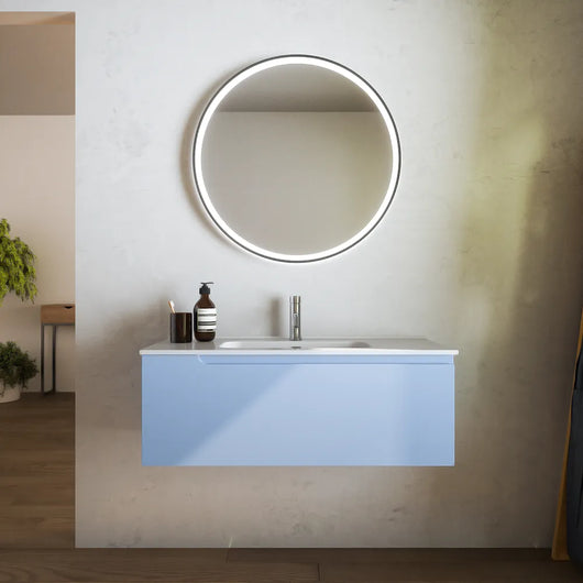 Mobile bagno sospeso 80cm un cassetto carta da zucchero con lavabo | Ardenne