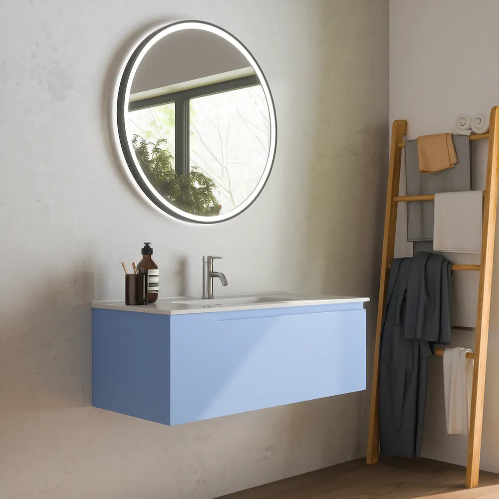 Mobile bagno sospeso 80cm un cassetto carta da zucchero con lavabo | Ardenne