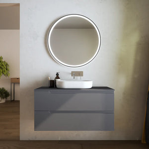 Mobile bagno sospeso 120 cm due cassetti grigio opaco con top | Ardenne