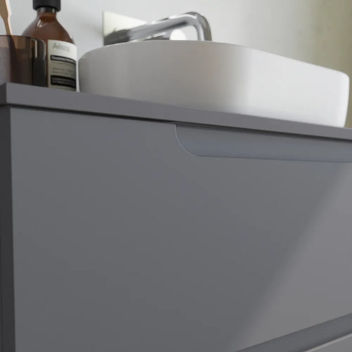 Mobile bagno sospeso 60 cm due cassetti grigio opaco con top | Ardenne