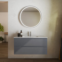 Mobile bagno sospeso 80 cm due cassetti grigio opaco con lavabo | Ardenne