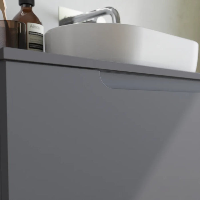 Mobile bagno sospeso 80 cm un cassetto grigio opaco con top | Ardenne