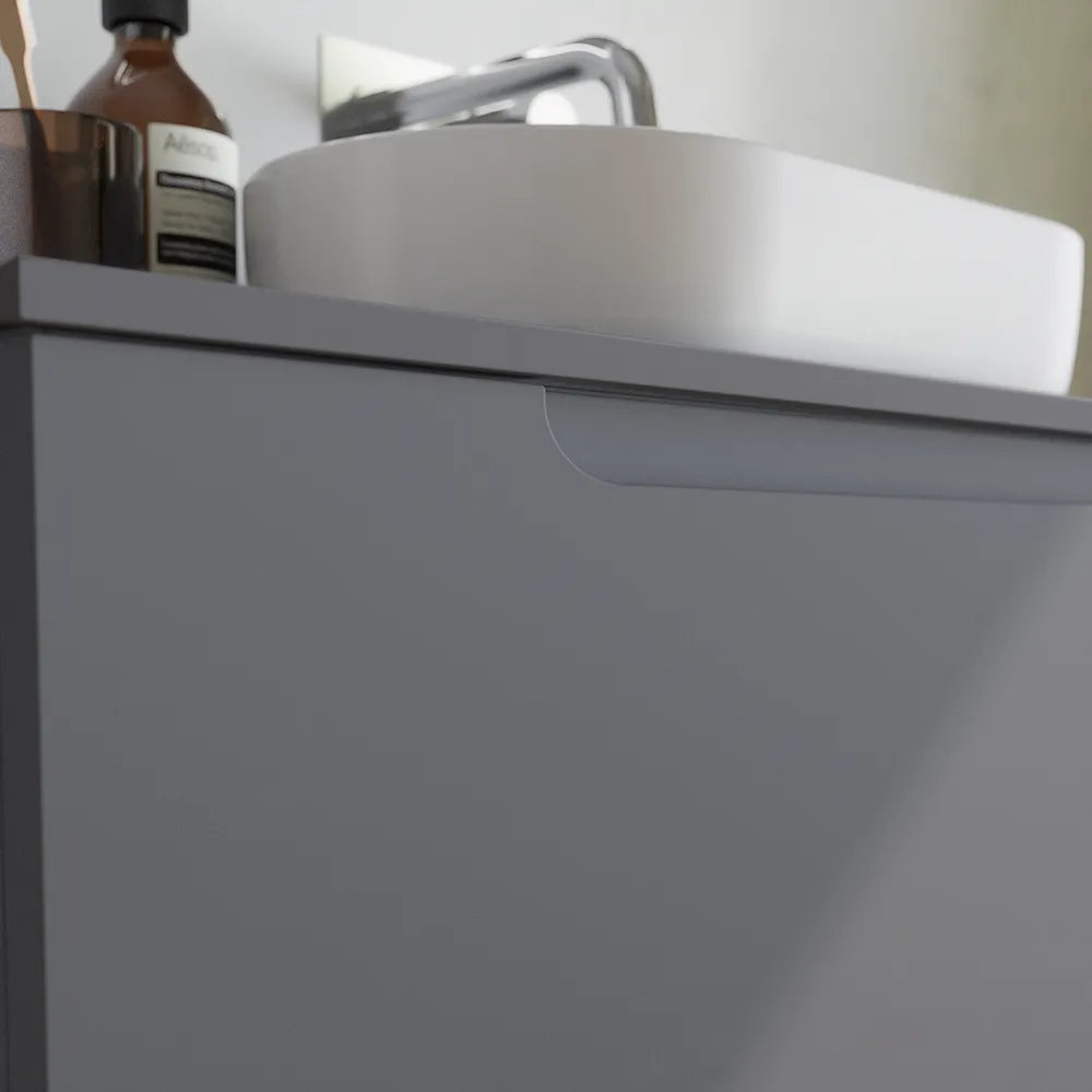 Mobile bagno sospeso 100 cm un cassetto grigio opaco con top | Ardenne
