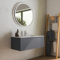 Mobile bagno sospeso 60 cm un cassetto grigio opaco con lavabo | Ardenne