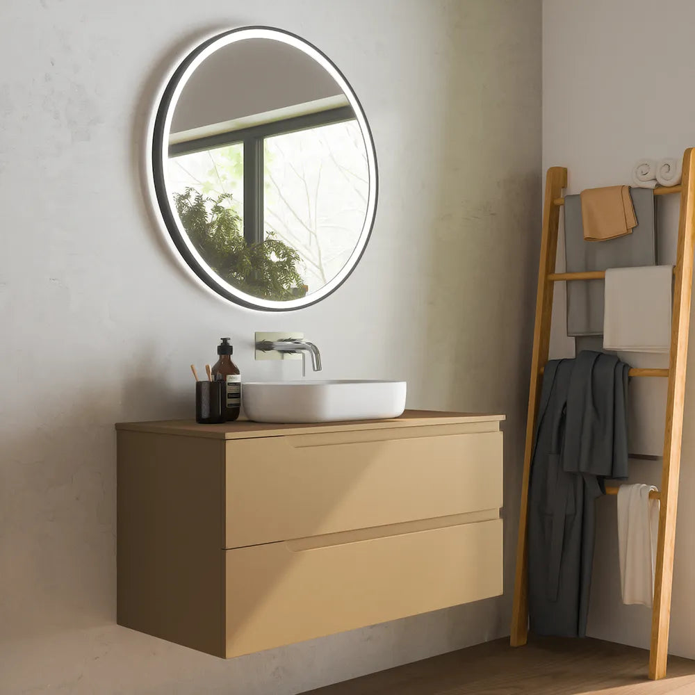 Mobile bagno sospeso 60 cm due cassetti sabbia opaco con top | Ardenne