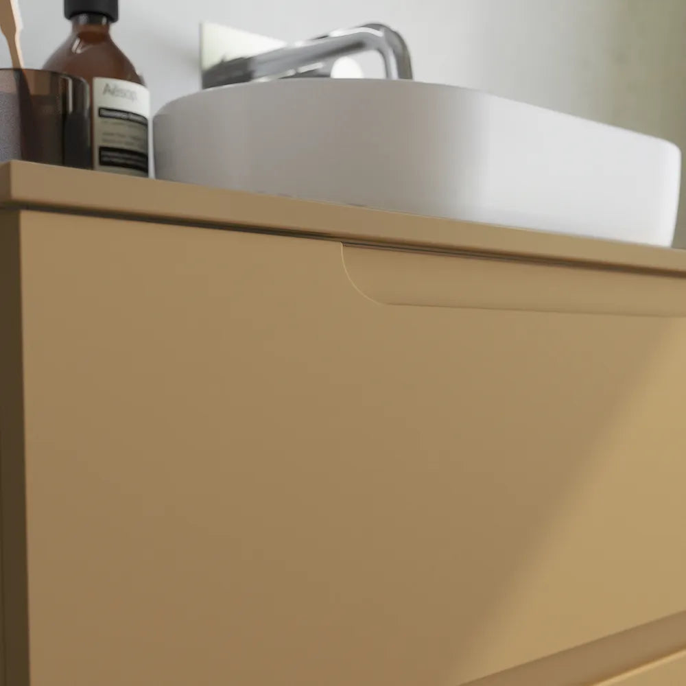 Mobile bagno sospeso 70 cm due cassetti sabbia opaco con top | Ardenne