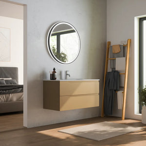 Mobile bagno sospeso 60 cm due cassetti sabbia opaco con lavabo | Ardenne