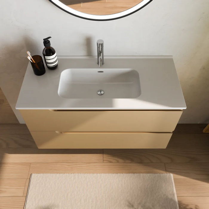 Mobile bagno sospeso 60 cm due cassetti sabbia opaco con lavabo | Ardenne