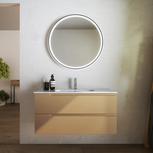 Mobile bagno sospeso 60 cm due cassetti sabbia opaco con lavabo | Ardenne