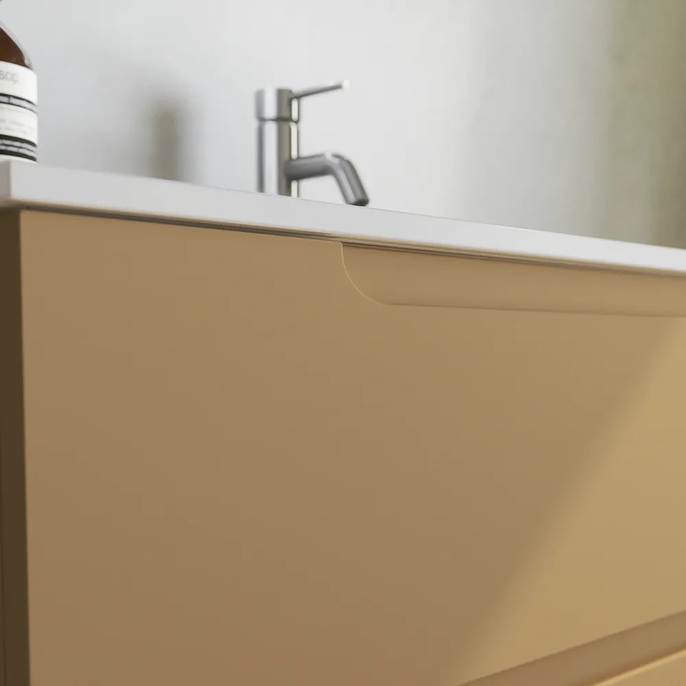 Mobile bagno sospeso 60 cm due cassetti sabbia opaco con lavabo | Ardenne